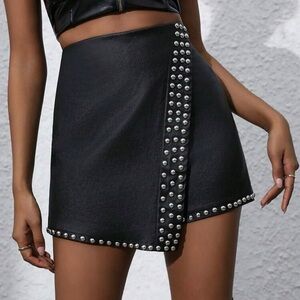 Black Studded Mini Skirt